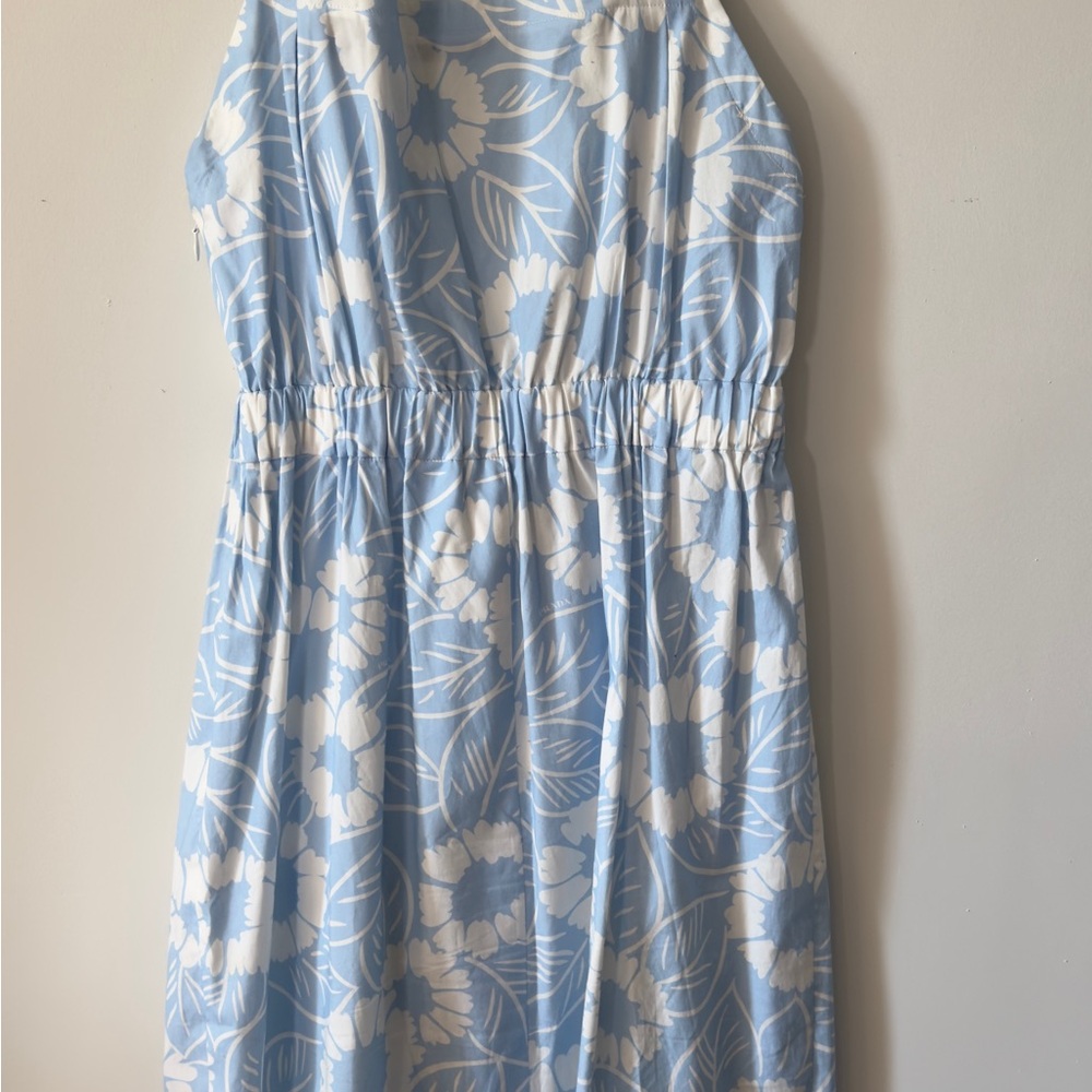 Prada Blue and White Floral Midi Dress - Picture 2 of 10